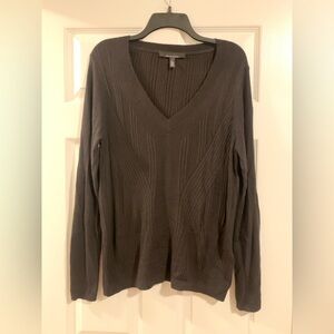 White House Black Market Black Ribbed Knit Top